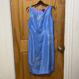Ann Taylor Blue Silk Floral Dress